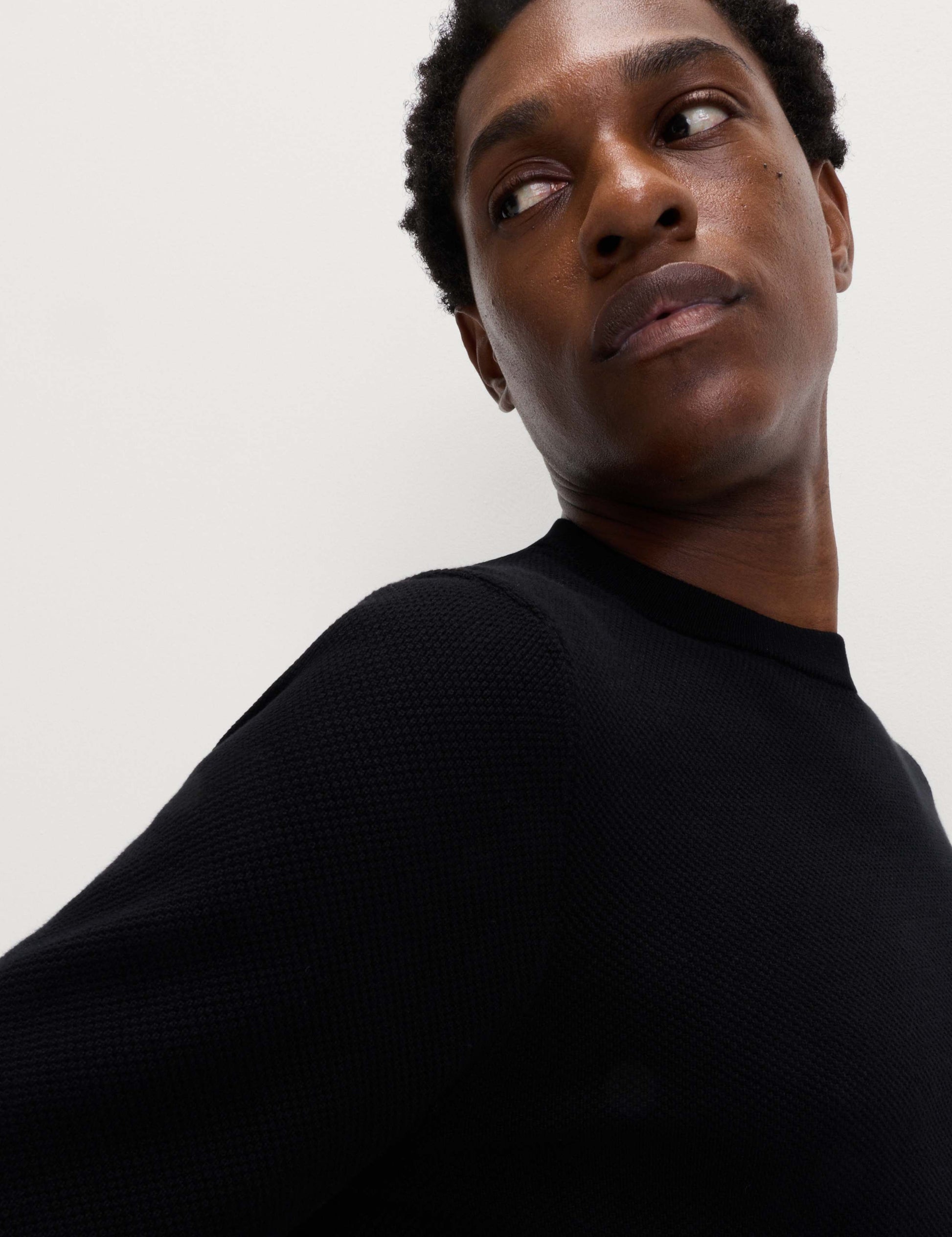Pure Cotton Textured Crew Neck Jumper