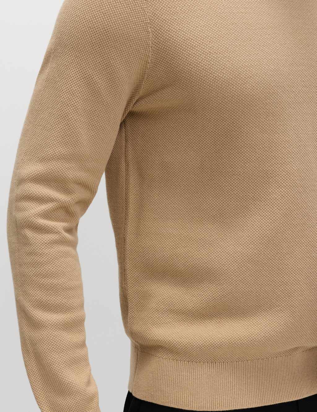 Pure Cotton Textured Crew Neck Jumper