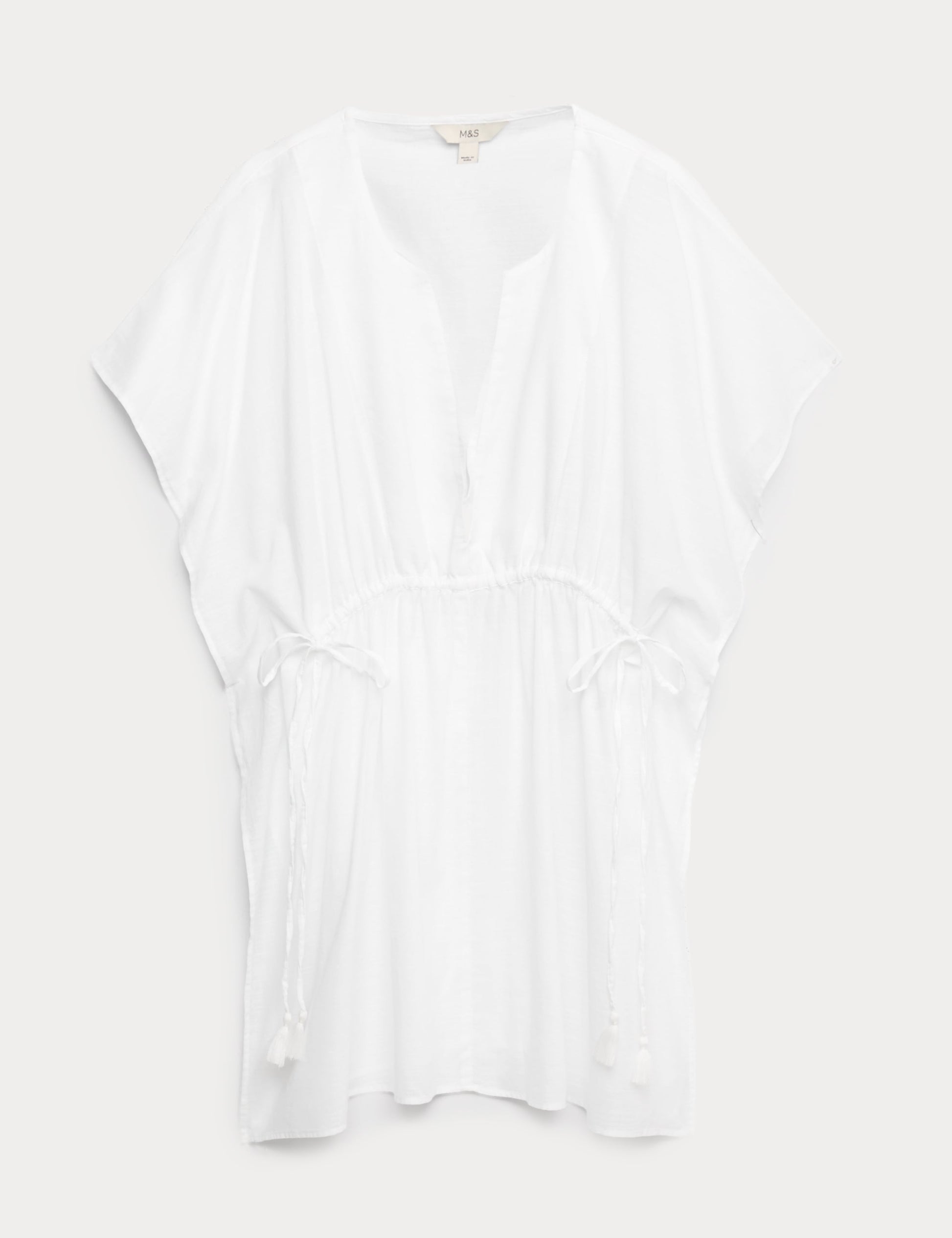 Pure Cotton Tie Detail Mini Kaftan Dress