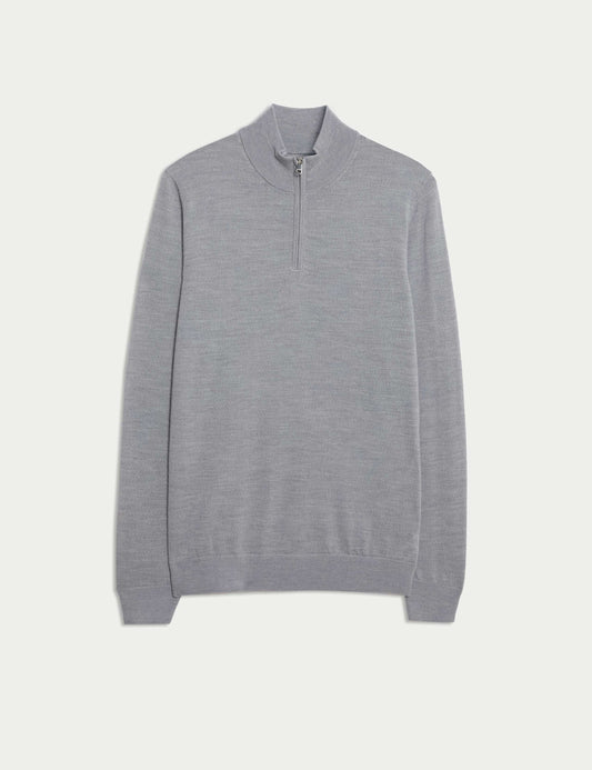 Pure Extra Fine Merino Wool Half Zip Jumper