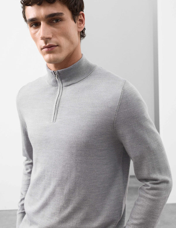 Pure Extra Fine Merino Wool Half Zip Jumper