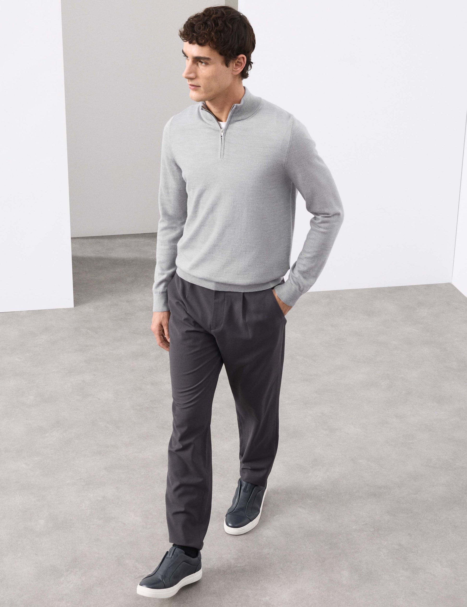 Pure Extra Fine Merino Wool Half Zip Jumper