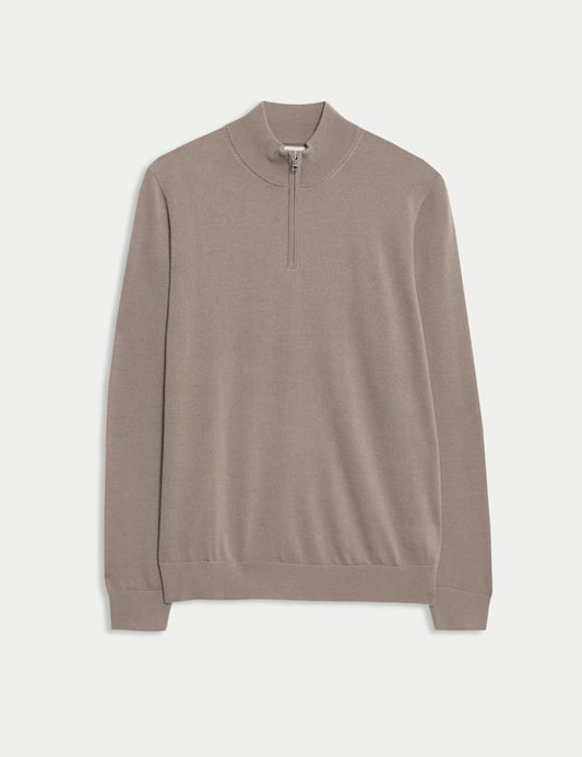 Pure Extra Fine Merino Wool Half Zip Jumper