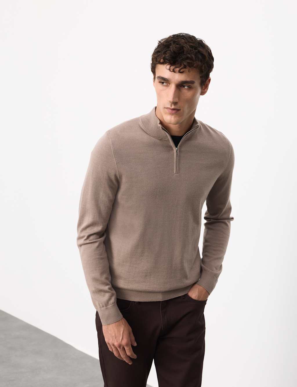 Pure Extra Fine Merino Wool Half Zip Jumper