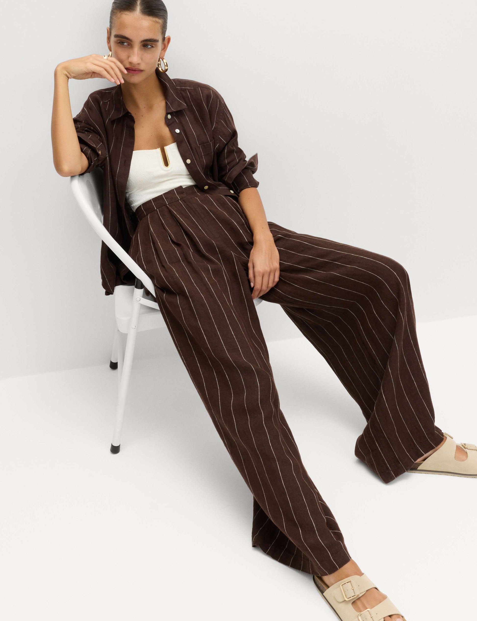 Pure Linen Wide Leg Trousers