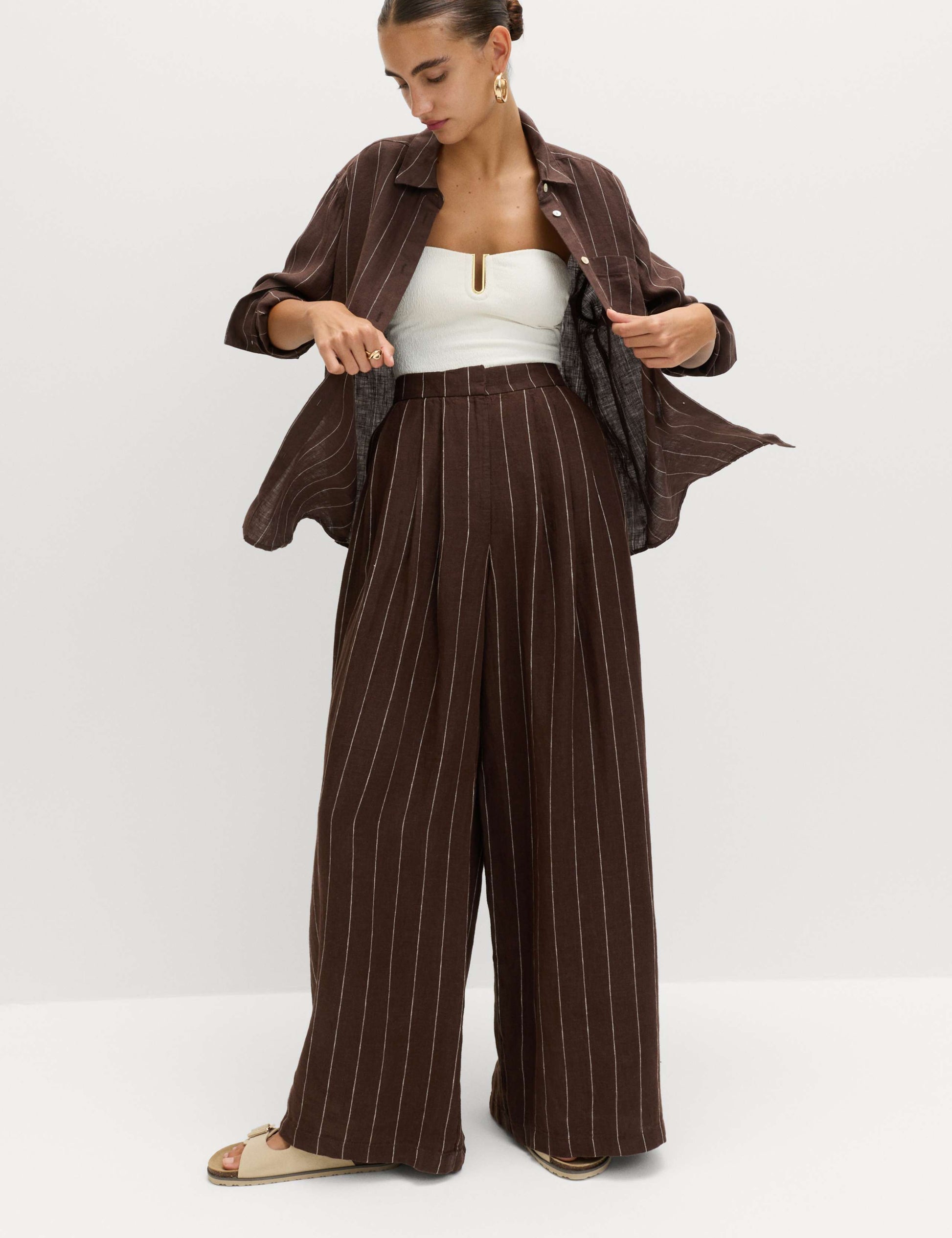 Pure Linen Wide Leg Trousers