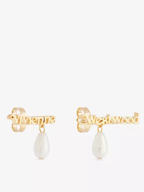 Amelia Gold-Pleated Brass and Faux-Pearl Earrings