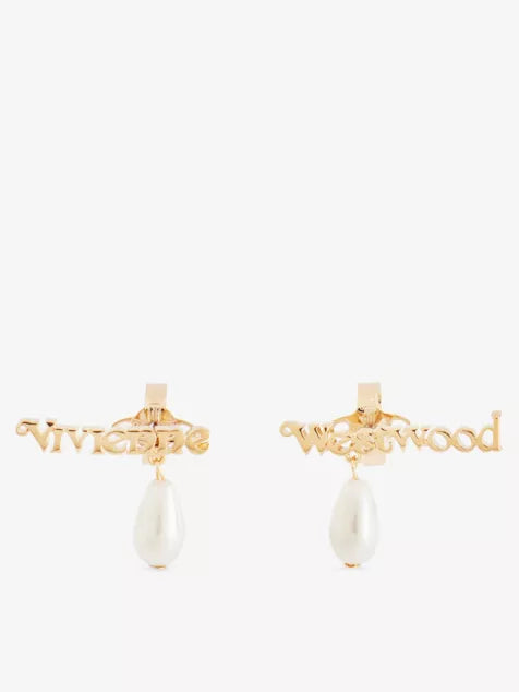 Amelia Gold-Pleated Brass and Faux-Pearl Earrings