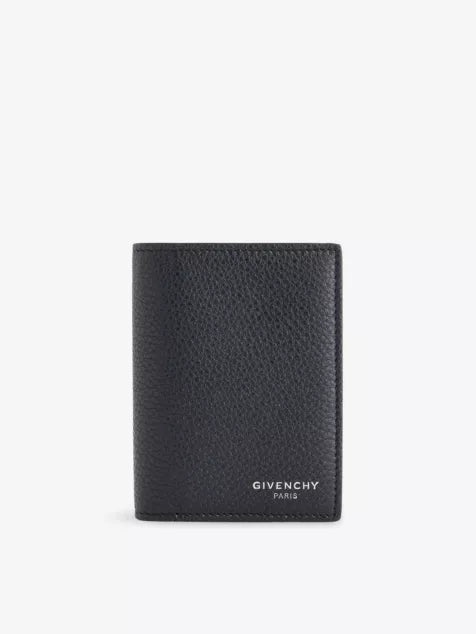 Foil-Logo Folded Leather Card Holder