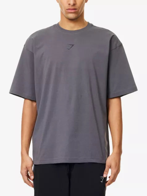 GYMSHARK Power Brand-Print Stretch-Cotton T-Shirt