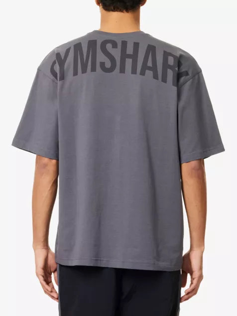 GYMSHARK Power Brand-Print Stretch-Cotton T-Shirt