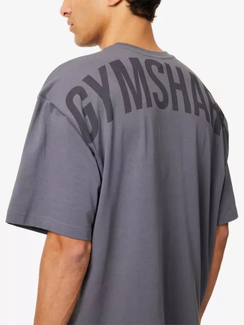 GYMSHARK Power Brand-Print Stretch-Cotton T-Shirt