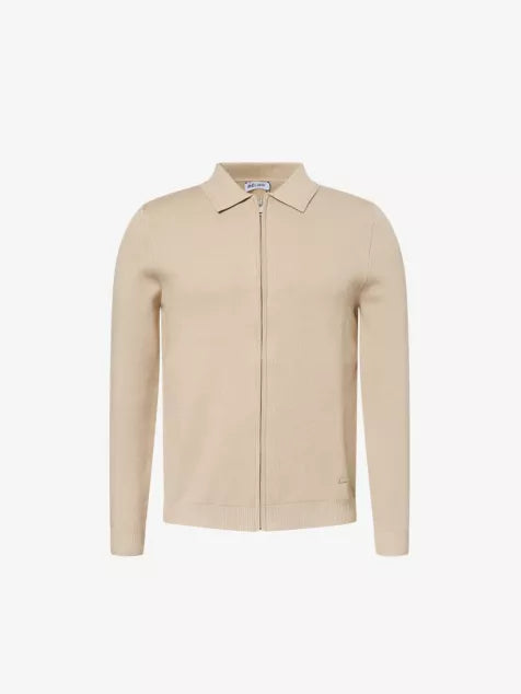 BELIER Collared Zip-Through Knitted Cardigan