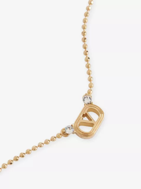 Ovalette Ball Chain Metal And Swarovski Crystal Necklace