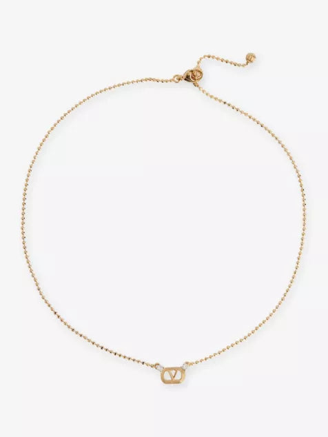 Ovalette Ball Chain Metal And Swarovski Crystal Necklace