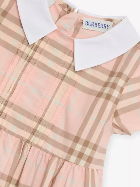 BURBERRY Check Collared Cotton Dress 6 Months-3 Years