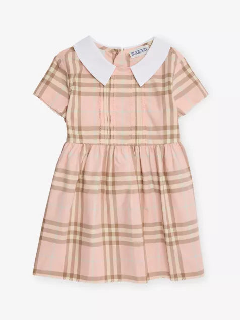 BURBERRY Check Collared Cotton Dress 6 Months-3 Years