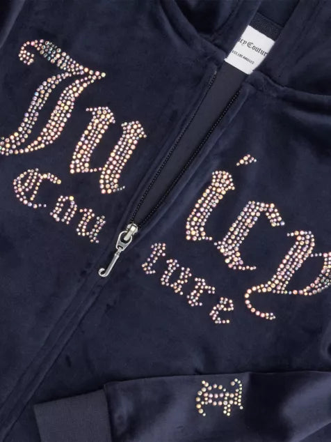 JUICY COUTURE Diamanté-Logo Zip-Up Velour Hoody 7-16 years
