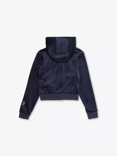 JUICY COUTURE Diamanté-Logo Zip-Up Velour Hoody 7-16 years
