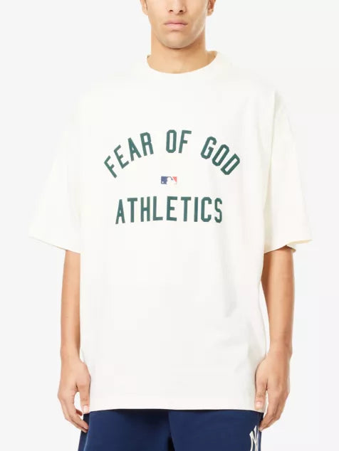 FEAR OF GOD ESSENTIALS FOG x ESSENTIALS x MLB Athletics 90's Fit Crewneck Cotton-Jersey T-Shirt