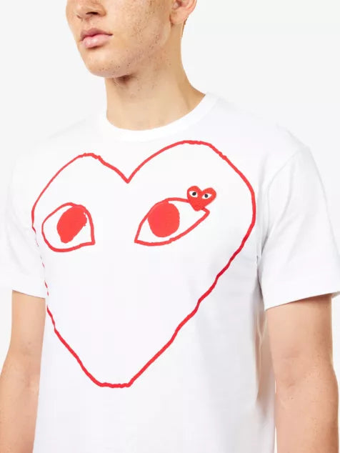 COMME DES GARCONS PLAY Heart-Embroidered Knitted Wool Cardigan