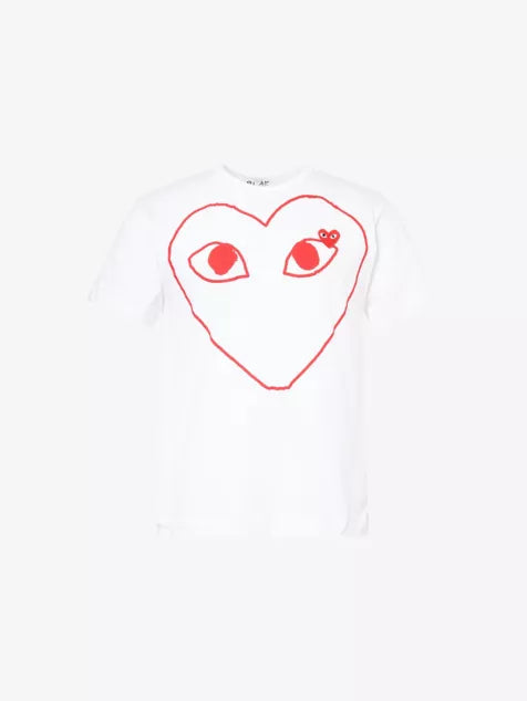 COMME DES GARCONS PLAY Heart-Embroidered Knitted Wool Cardigan