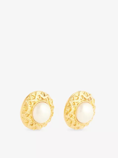 RESELFRIDGES Pre-Loved Chanel Round Faux-Pearl Gold-Plated Metal Clip-On Earrings