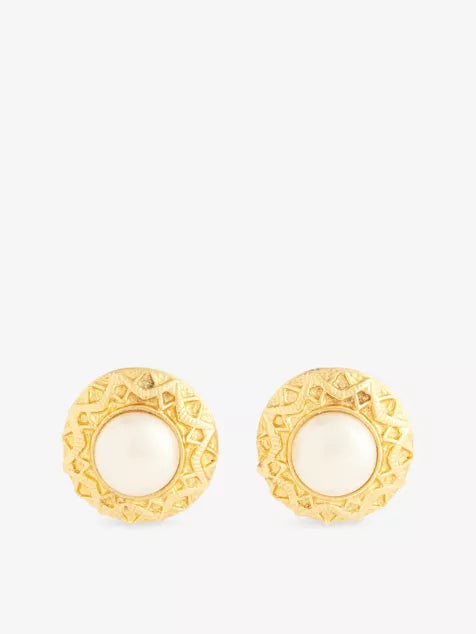 RESELFRIDGES Pre-Loved Chanel Round Faux-Pearl Gold-Plated Metal Clip-On Earrings