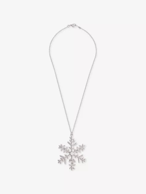 RESELFRIDGES Pre-Loved Chanel Silver Plated CC Rhinestone Snowflake Pendant Necklace