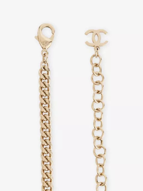 RESELFRIDGES Pre-Loved Chanel Gold Plated Heart Logo Rhinestone Necklace