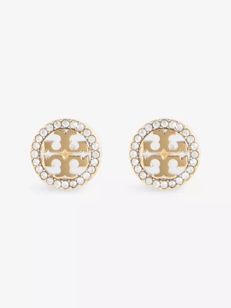 TORY BURCH Icon Pave Stainless-Steel And Crystal Earrings and Necklace Set