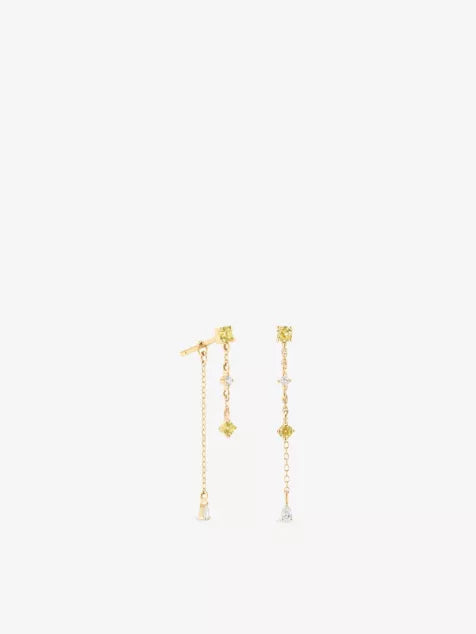 Chain Drop 14ct Yellow-Gold, Lab-Grown Diamond And Yellow Sapphire Drop Earrings