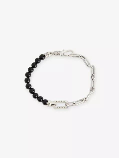 THOMAS SABO Chain-Link Beaded Sterling-Silver Onyx Bracelet