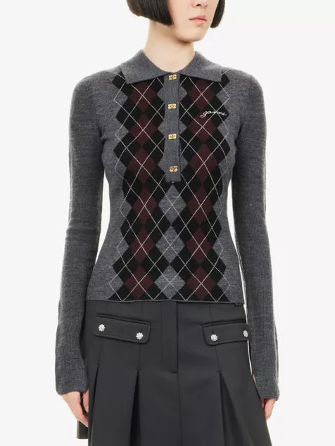 Argyle Polo Wool Jumper