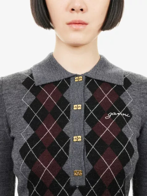 Argyle Polo Wool Jumper