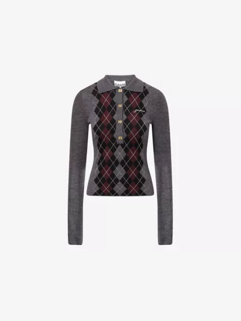 Argyle Polo Wool Jumper