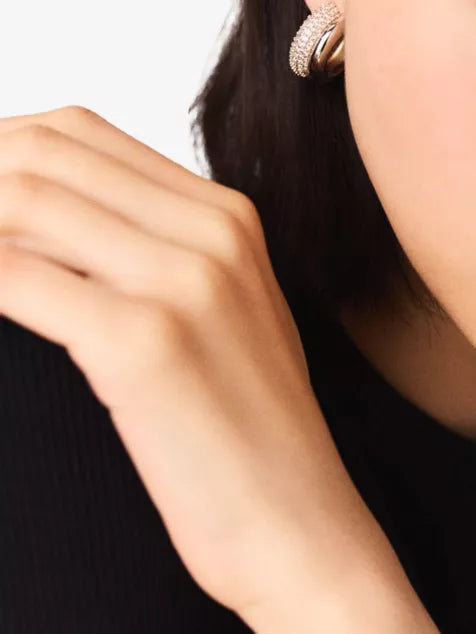 MAJE Half-Hoop Rhinestone Metal And Crystal Hoop Earrings