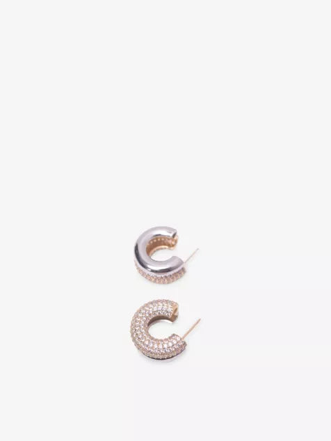 MAJE Half-Hoop Rhinestone Metal And Crystal Hoop Earrings
