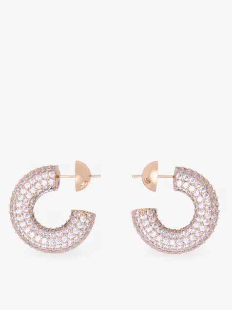 MAJE Half-Hoop Rhinestone Metal And Crystal Hoop Earrings