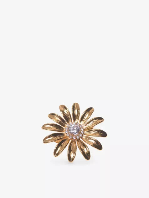 MAJE Flower Rhinestone-Embellished Brass Brooch