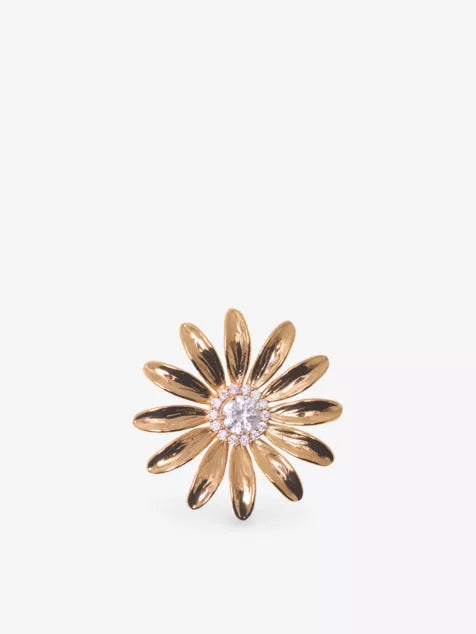 MAJE Flower Rhinestone-Embellished Brass Brooch