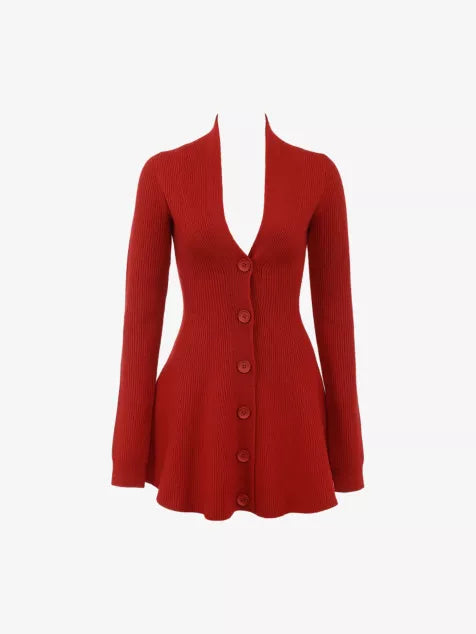 HOUSE OF CB Aubrey Cardigan Wool-Blend Mini Dress
