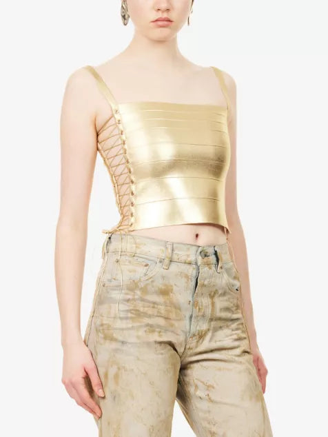 Idol Metallic Bandage Corset Top