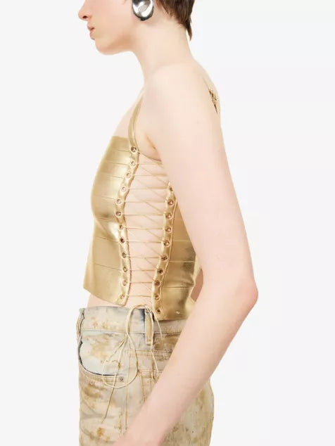 Idol Metallic Bandage Corset Top