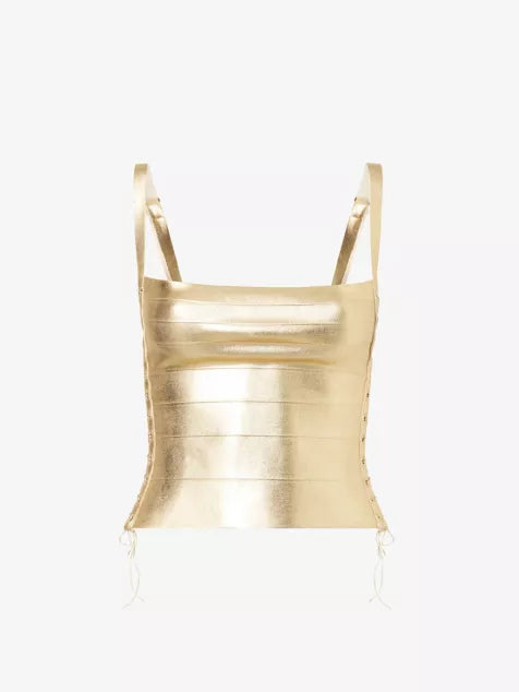 Idol Metallic Bandage Corset Top
