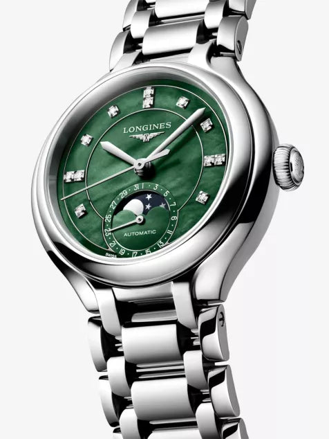 LONGINES PrimaLuna Moonphase Stainless-Steel And 0.051ct Diamond Automatic Watch 34mm