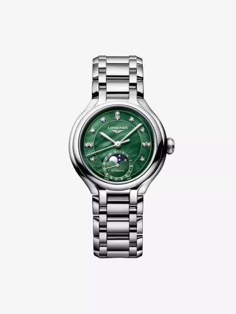 LONGINES PrimaLuna Moonphase Stainless-Steel And 0.051ct Diamond Automatic Watch 34mm