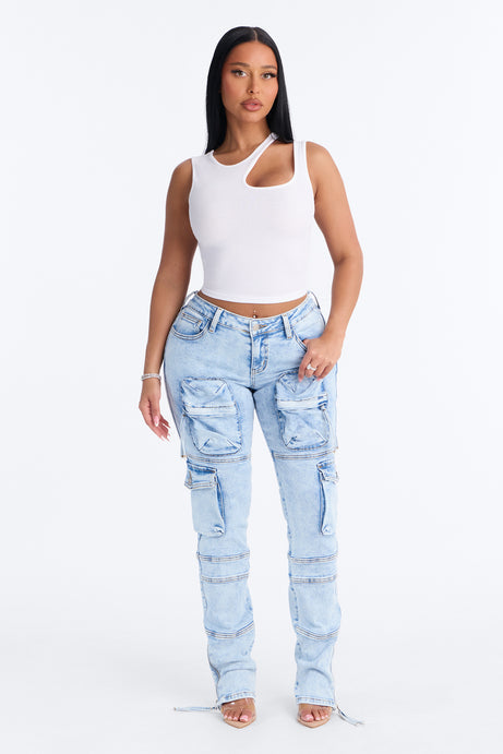 Street Smarts Stretch Slim Straight Cargo Jeans