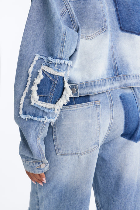 No Return Reconstructed Cropped Denim Jacket