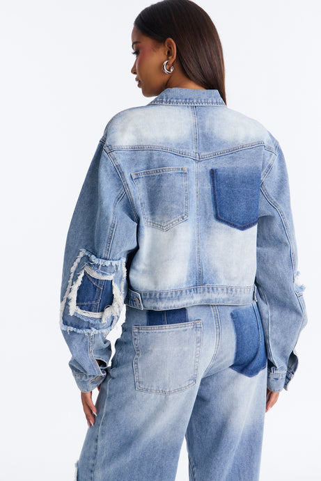 No Return Reconstructed Cropped Denim Jacket